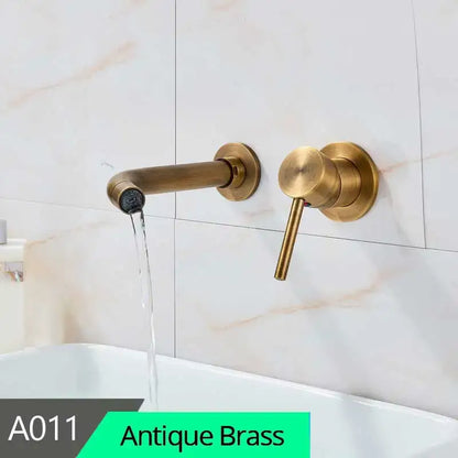 Modern brass wall mount basin faucet bathroom curved spout mixer tap