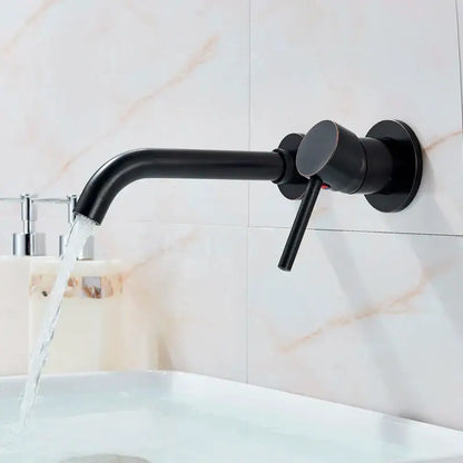 Modern brass wall mount basin faucet bathroom curved spout mixer tap