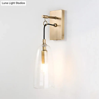 Modern brass wall mount lamp bedroom glass sconce light