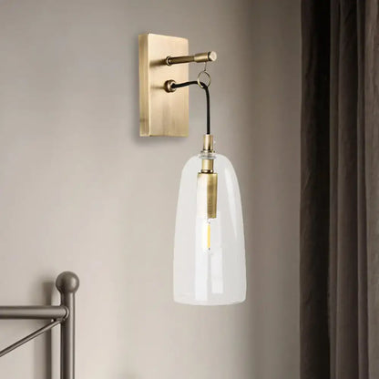 Modern brass wall mount lamp bedroom glass sconce light