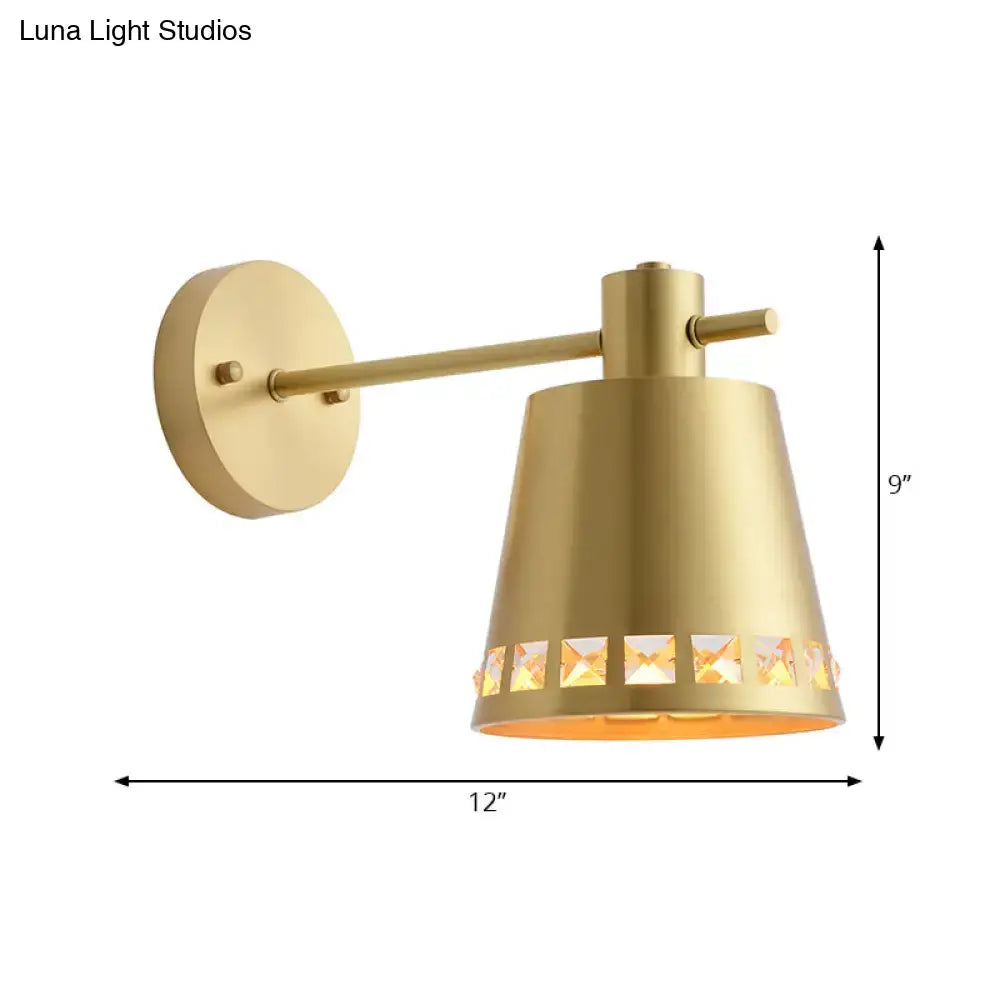 Modern brass wall mount light with clear crystal accent living room