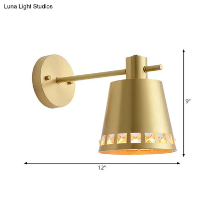 Modern brass wall mount light with clear crystal accent living room