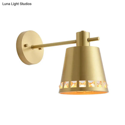 Modern brass wall mount light with clear crystal accent living room