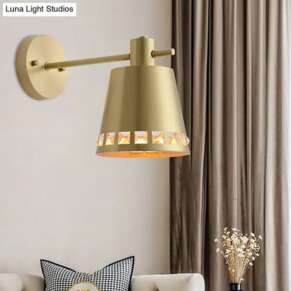 Modern brass wall mount light with clear crystal accent living room