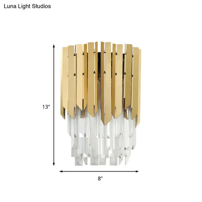 DecorBites™ Modern Brass Wall Mount Light with Clear Crystal Prism - 2 Headed Wall Lighting for Bedroom