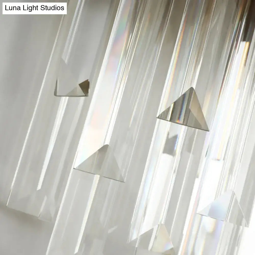 Modern brass wall mount light with clear crystal prism bedroom sconce