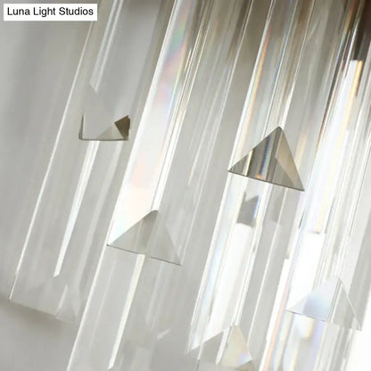 Modern brass wall mount light with clear crystal prism bedroom sconce