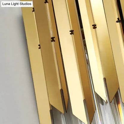 Modern brass wall mount light with clear crystal prism bedroom sconce