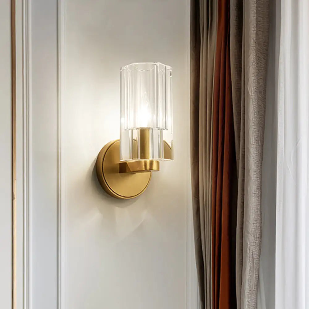 DecorBites™ Modern Brass Wall Mounted Lamp with Crystal Shade - Elegant Bedside Lighting