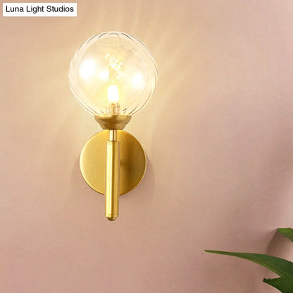 DecorBites™ Modern Brass Wall Sconce Light - Clear Glass Sphere for Bedroom