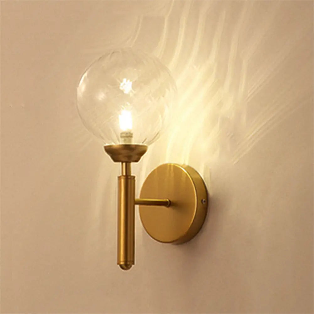 DecorBites™ Modern Brass Wall Sconce Light - Clear Glass Sphere for Bedroom