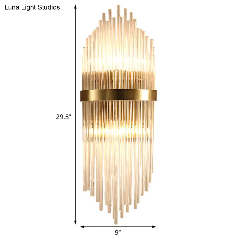 DecorBites™ Modern Brass Wall Sconce Light with Fluted Glass Shade - 3-Light Bedroom Sconce, 7/9.5" Width