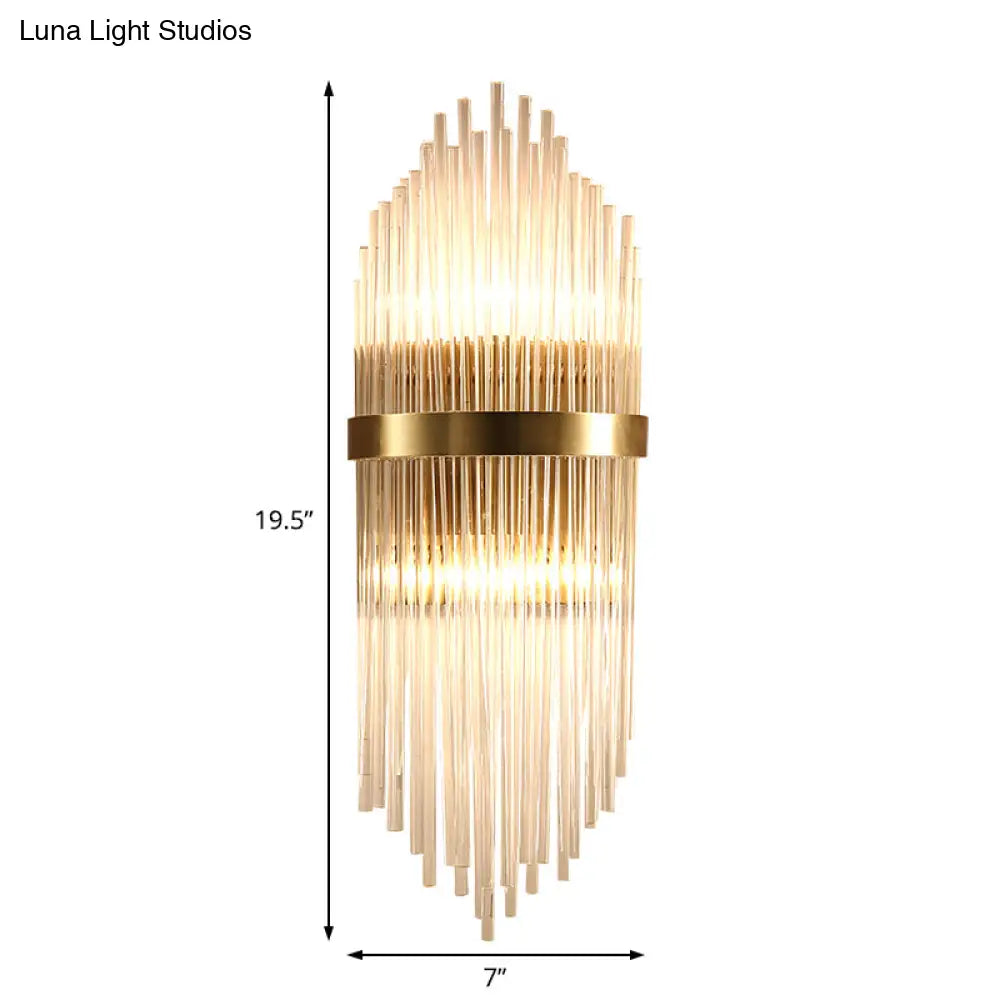 DecorBites™ Modern Brass Wall Sconce Light with Fluted Glass Shade - 3-Light Bedroom Sconce, 7/9.5" Width