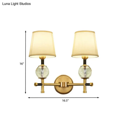 DecorBites™ Modern Brass Wall Sconce with Crystal Accent and Fabric Shade
