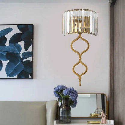 DecorBites™ Modern Brass Wall Sconce with Crystal Rectangle Shade - 2 Lights