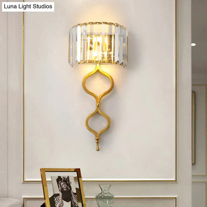 DecorBites™ Modern Brass Wall Sconce with Crystal Rectangle Shade - 2 Lights