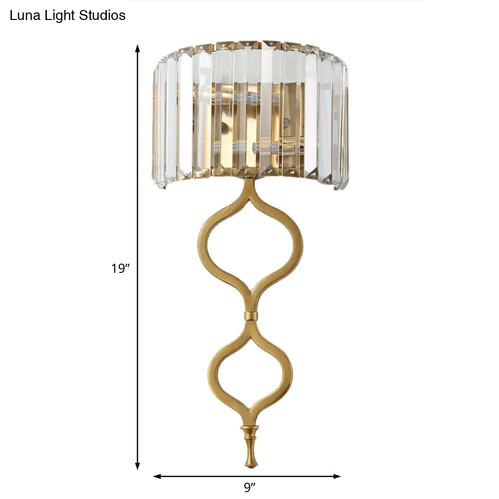 DecorBites™ Modern Brass Wall Sconce with Crystal Rectangle Shade - 2 Lights
