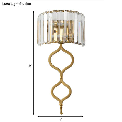 DecorBites™ Modern Brass Wall Sconce with Crystal Rectangle Shade - 2 Lights