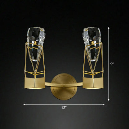 DecorBites™ Modern Brass Wall Sconce with Crystal Rock Deco, Metal Light Fixture
