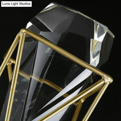 DecorBites™ Modern Brass Wall Sconce with Crystal Rock Deco, Metal Light Fixture