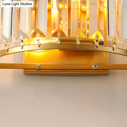 DecorBites™ Modern Brass Wall Sconce with Drum-shaped Clear Crystal Shade - 1 Light Living Room Lighting Fixture