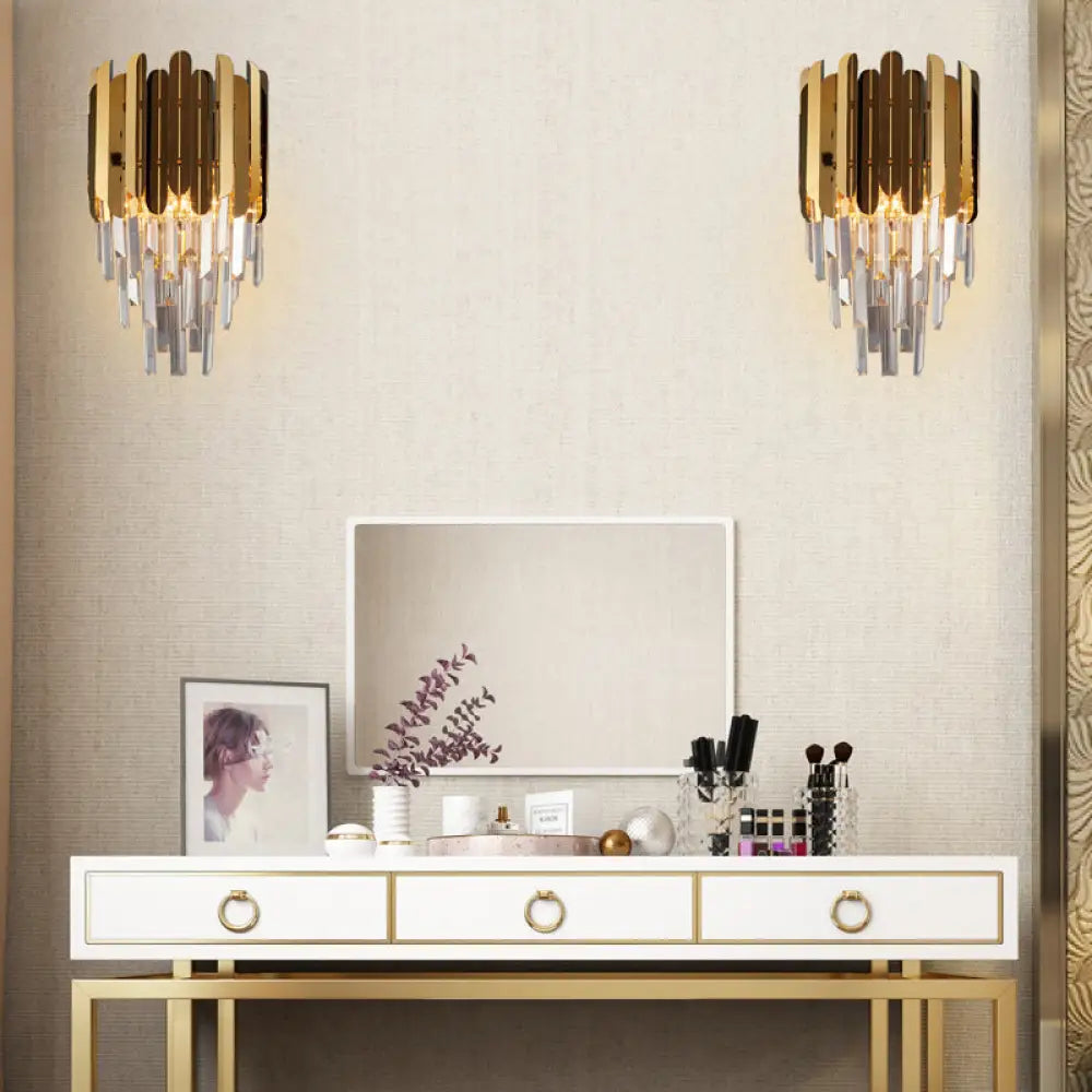 DecorBites™ Modern Brass Wall Sconce with K9 Crystal Light Fixture - Perfect for Bedroom Lighting