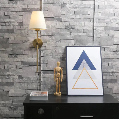 Modern brass wall sconce with white shade – dining room gold touch led