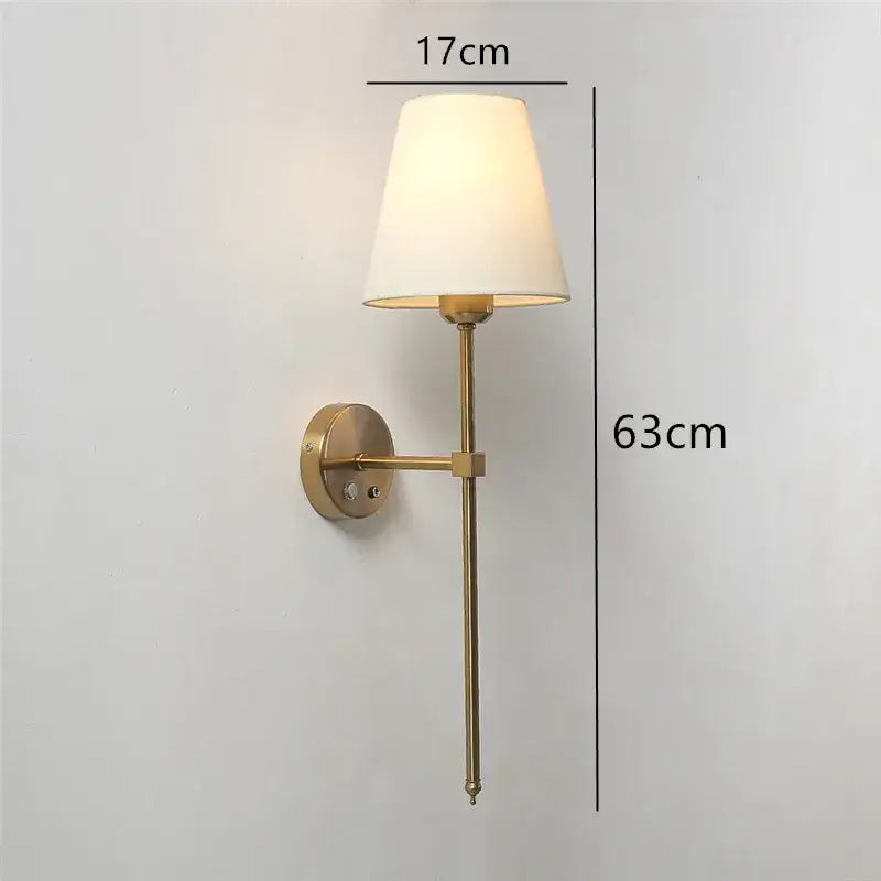 Modern brass wall sconce with white shade – dining room gold touch led