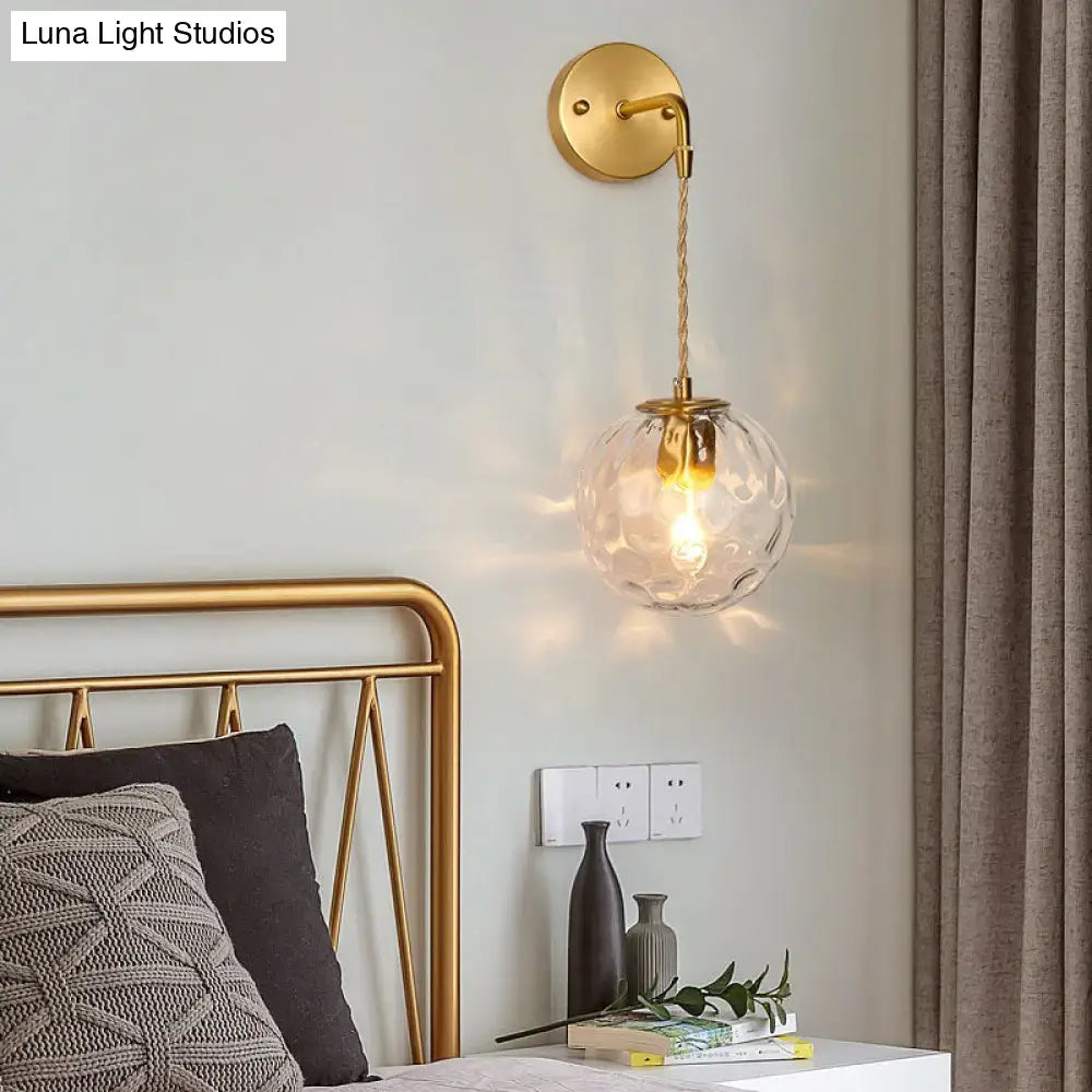 Modern brass water glass shade sconce – bedroom wall light e12 e14