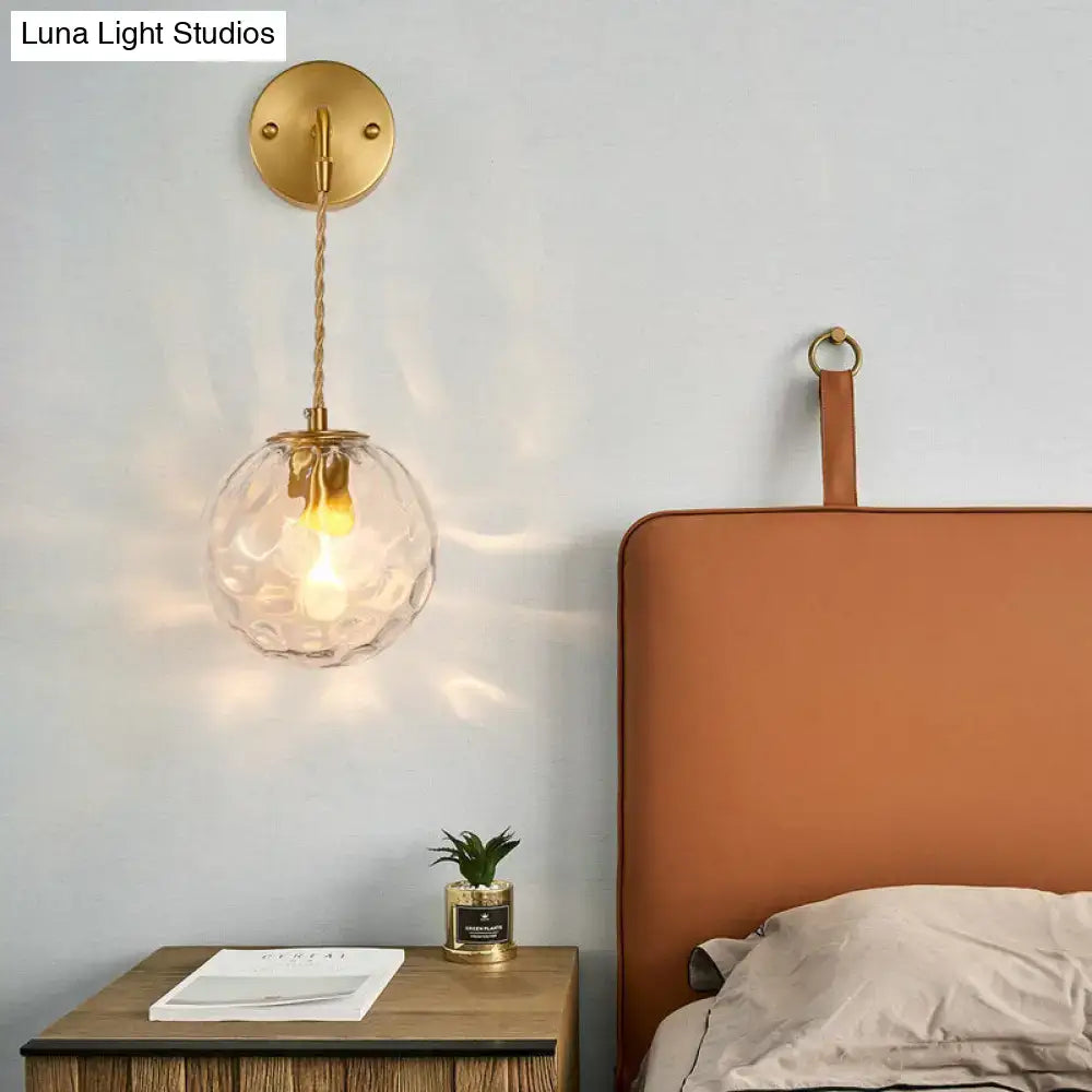 Modern brass water glass shade sconce – bedroom wall light e12 e14