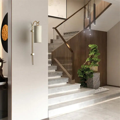 Modern brass & white wall sconce living room direct wired electric