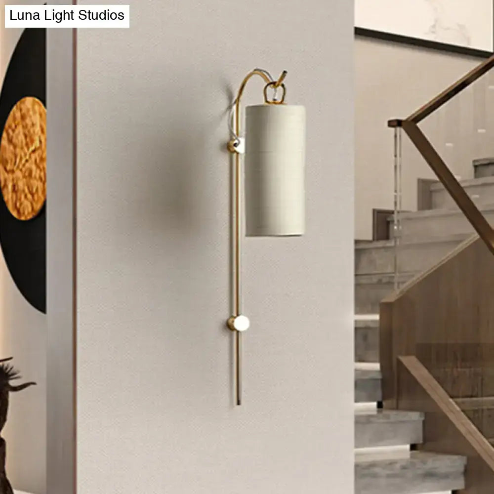 Modern brass & white wall sconce living room direct wired electric