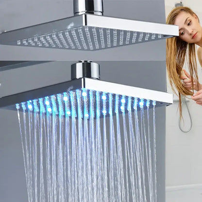 Modern bright chrome led rainfall shower head bathroom faucet