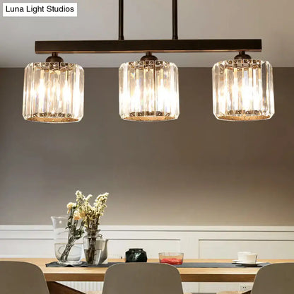 Modern bronze 3-light crystal island pendant dining room light