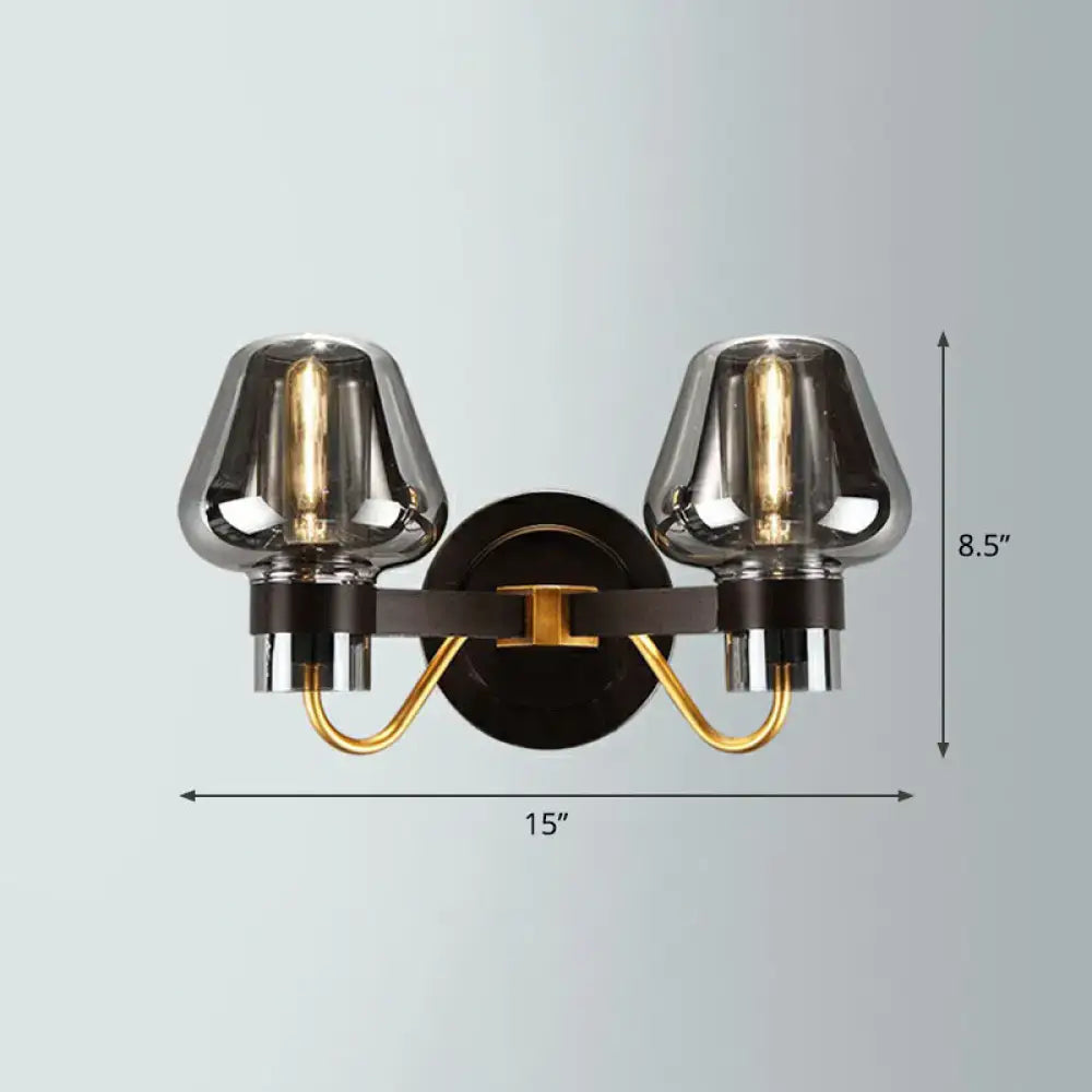 Modern bronze and brass smoke gray wall lamp porch light