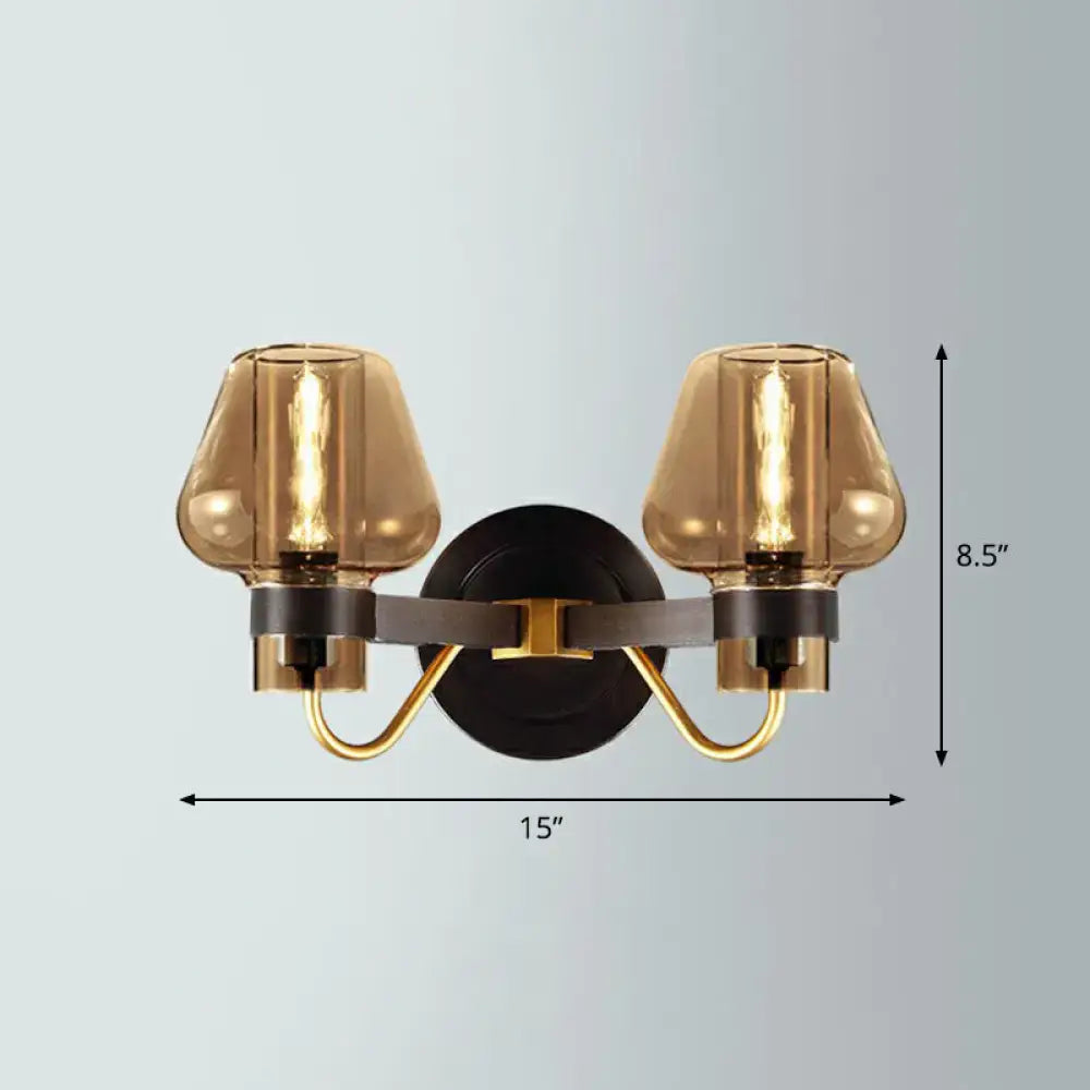 Modern bronze and brass smoke gray wall lamp porch light