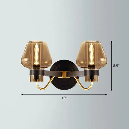 Modern bronze and brass smoke gray wall lamp porch light