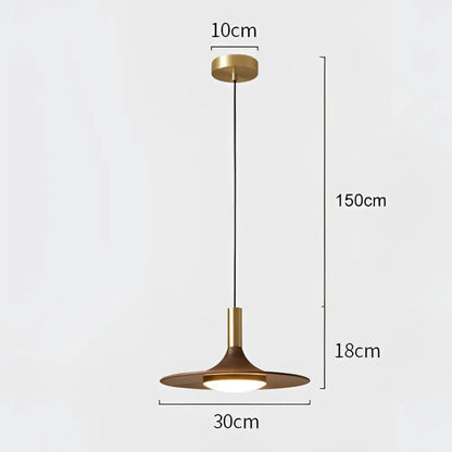 Modern bronze black walnut ufo pendant light dining room art lamp