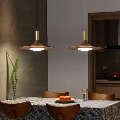 Modern bronze black walnut ufo pendant light dining room art lamp