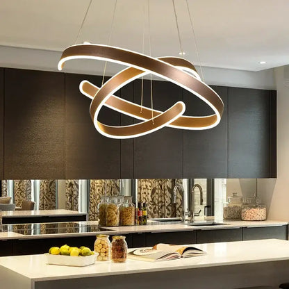 Modern bronze circle rings acrylic pendant light dining room