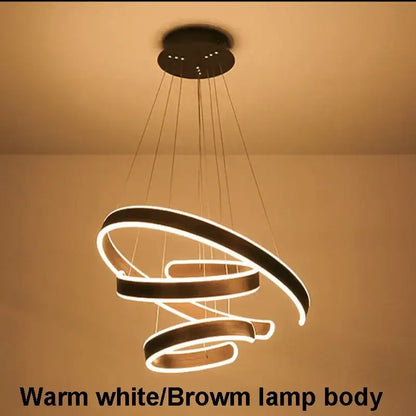 Modern bronze circle rings acrylic pendant light dining room