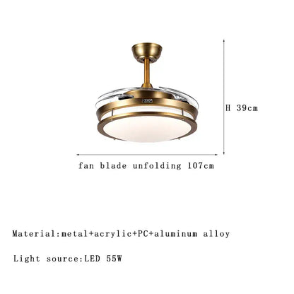 Modern bronze circular ceiling fan light living room reversible blades