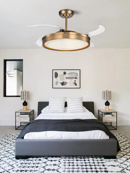 Modern bronze circular ceiling fan light living room reversible blades