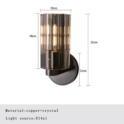 Modern bronze copper crystal wall lamps for bedroom