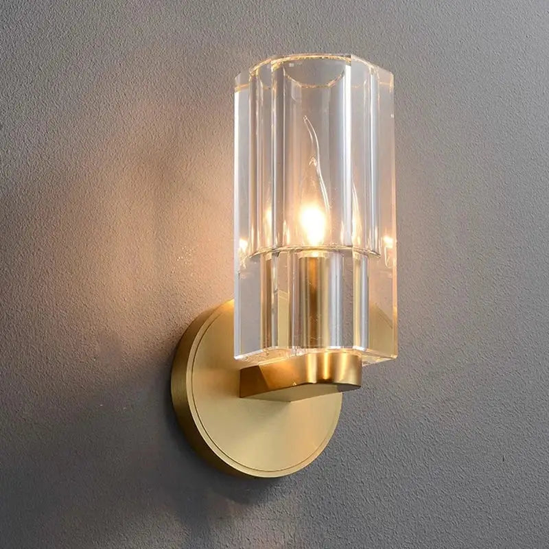 Modern bronze copper crystal wall lamps for bedroom