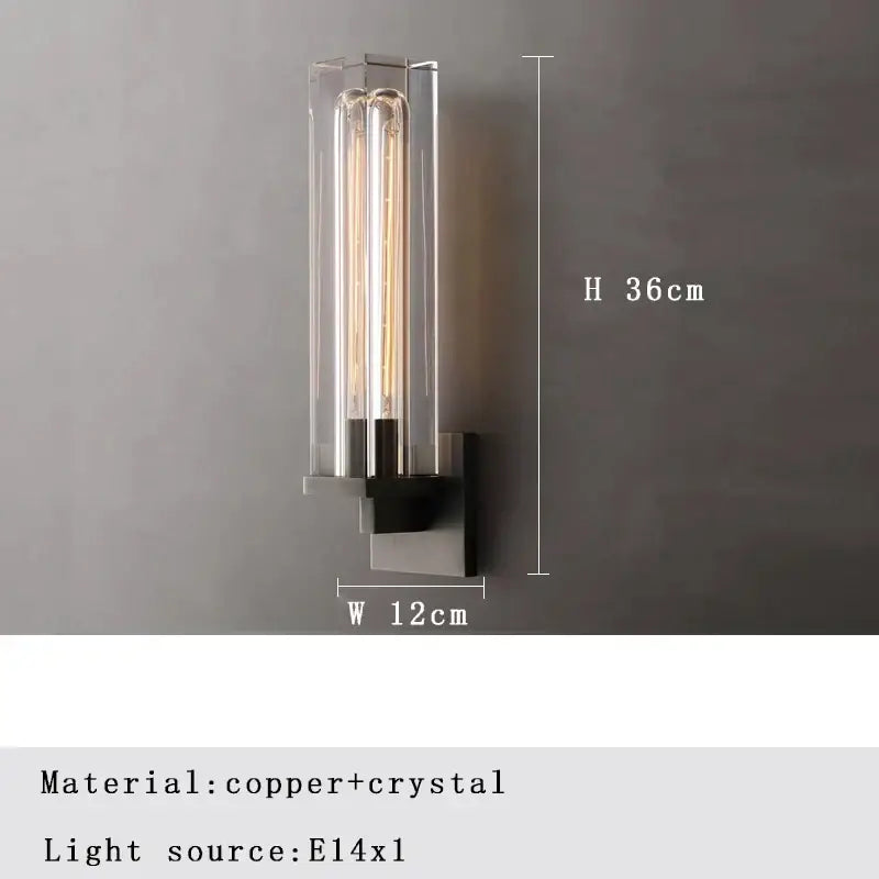 Modern bronze copper crystal wall lamps for bedroom