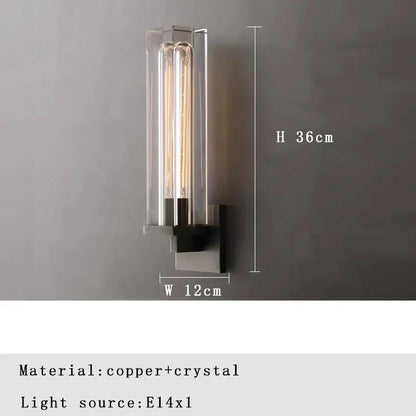 Modern bronze copper crystal wall lamps for bedroom