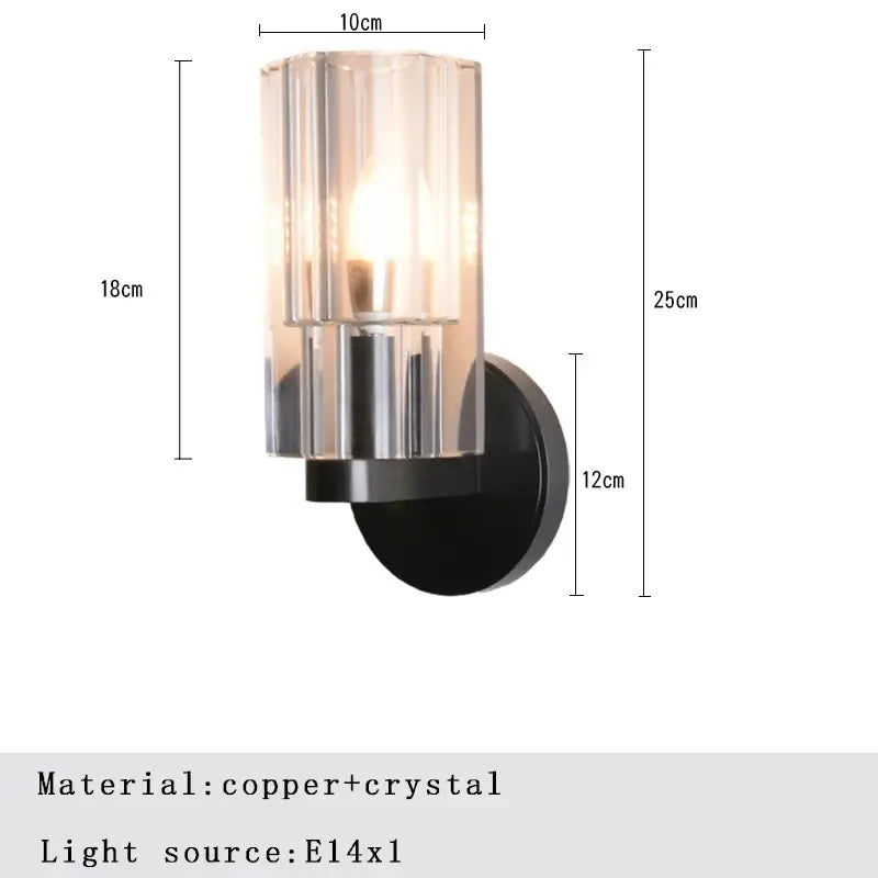 Modern bronze copper crystal wall lamps for bedroom