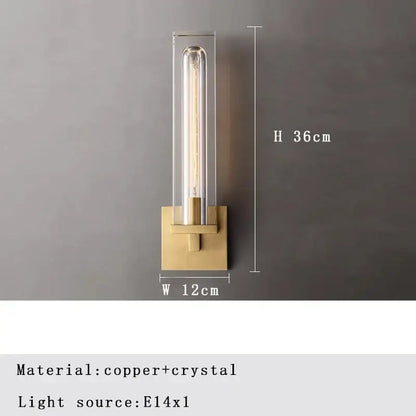 Modern bronze copper crystal wall lamps for bedroom