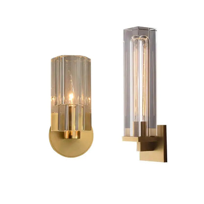 Modern bronze copper crystal wall lamps for bedroom